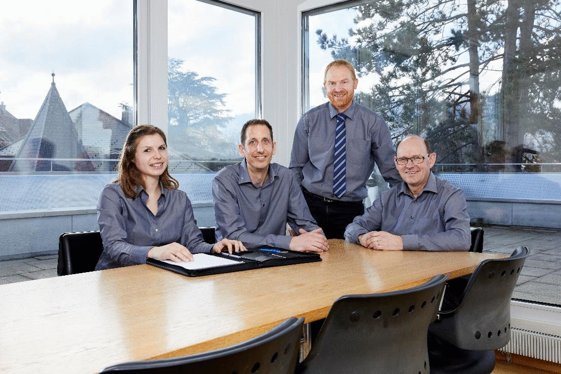 Direction de TSM Fiduciaire Sàrl : Mirjam Held, Michael Jenni, Peter Althaus (directeur), Peter Streit (de g. à d.) (Image : TSM)