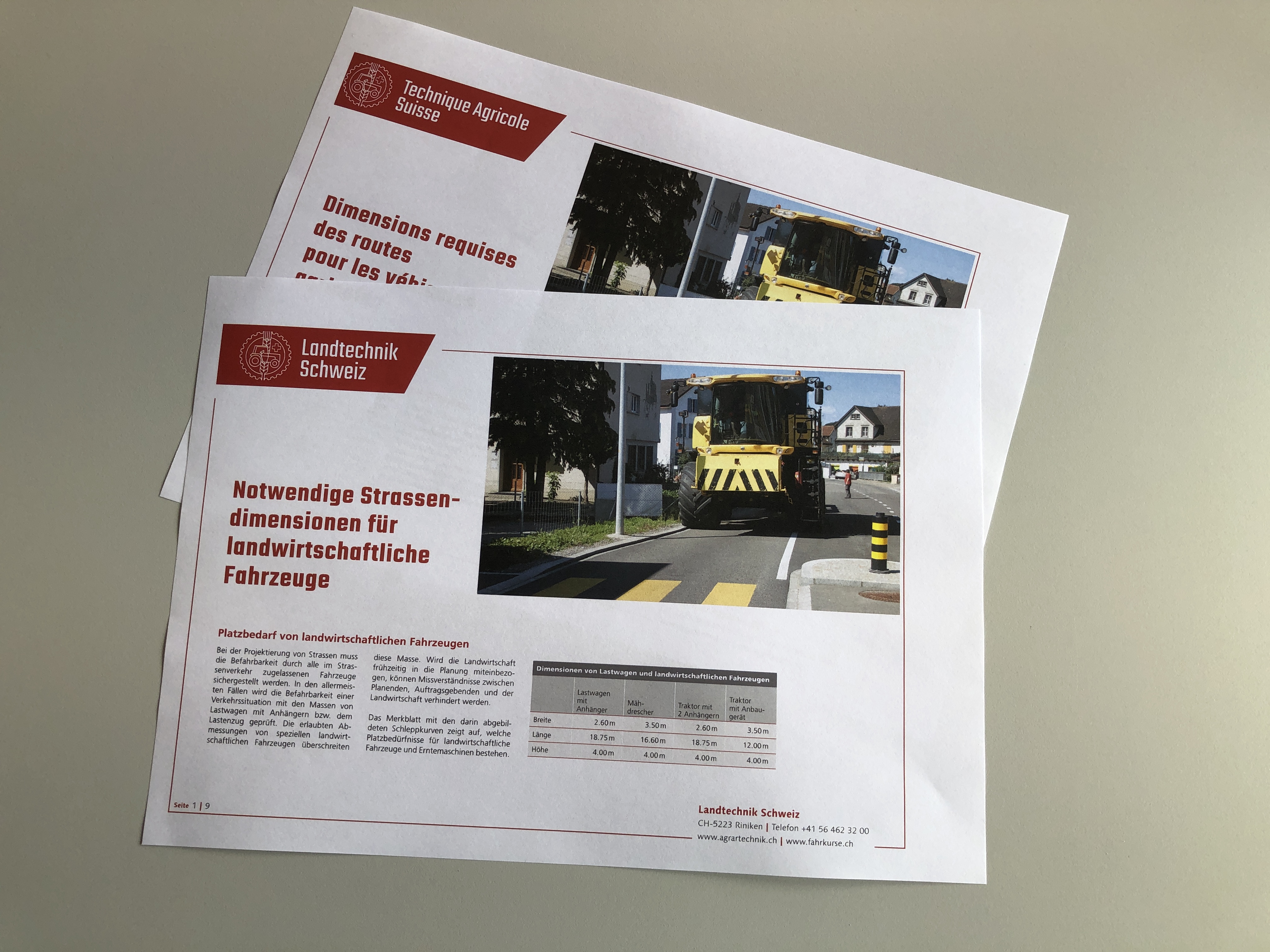 © Technique Agricole Suisse - Il faut prévoir un espace suffisant pour les véhicules agricoles lors de la planification des routes